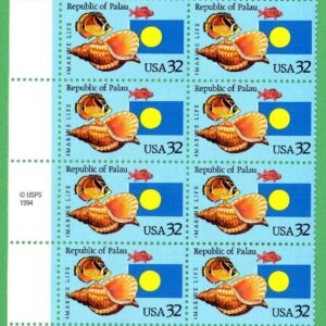 Scott #2999 Republic of Palau (seashell) Plate Block of 20 Stamps - MNH P#P22222