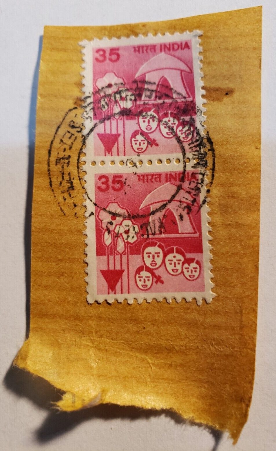 Stamp Asia India 1980 35p Family Planning Set of 2 hinged sc#844