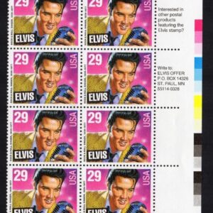 Scott #2721 Elvis Presley King of Rock & Roll Plate Block of 16 Stamps - MNH LR