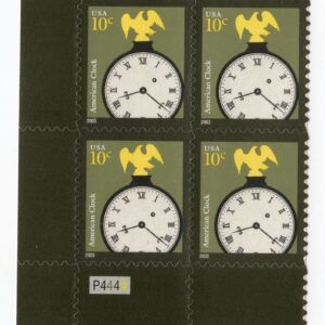Scott #3757 Classic American Clock Plate Block of 4 Stamps - MNH