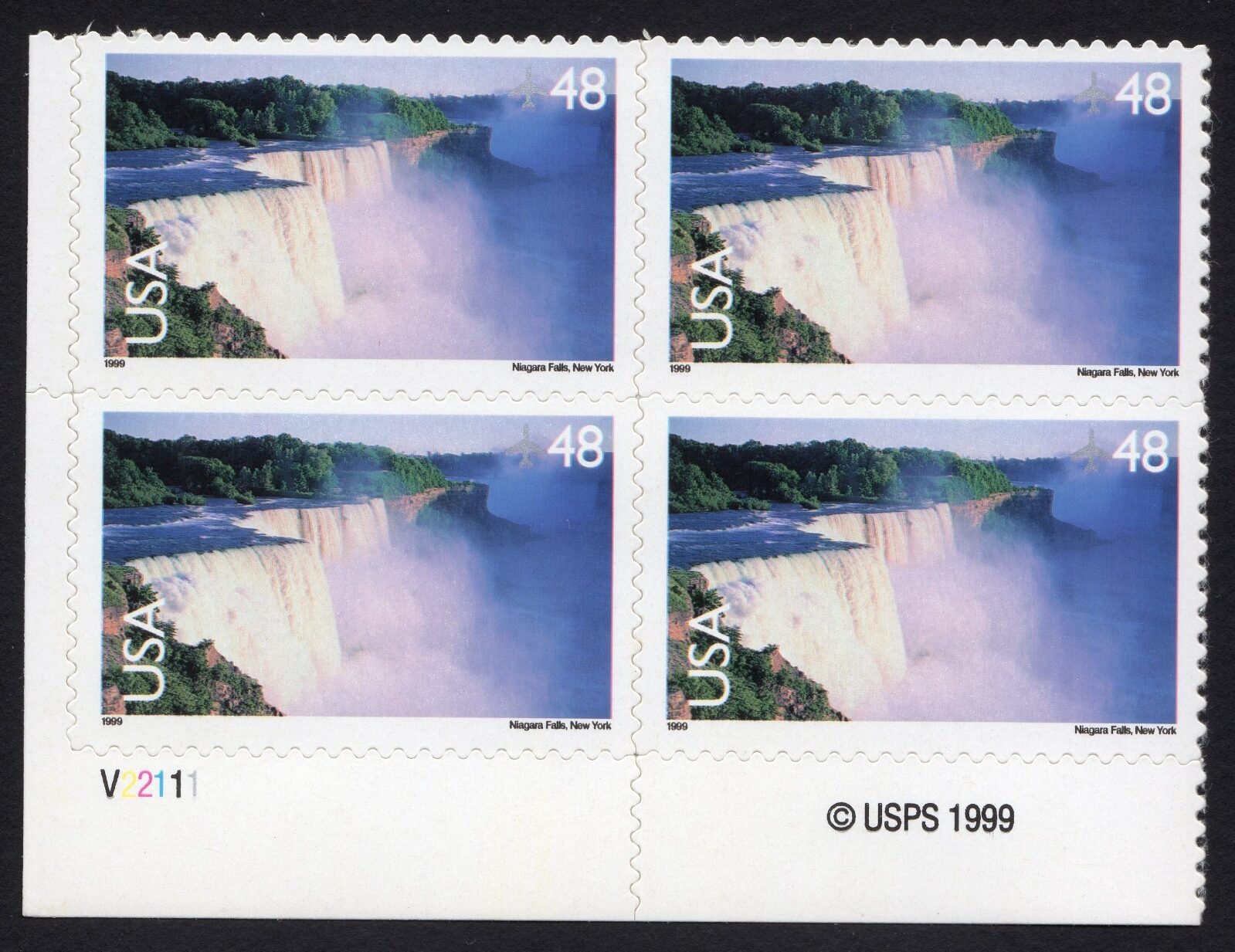 Scott #c133 Niagra Falls Plate Block of 4 Airmail Stamps - MNH P#V22111 LL