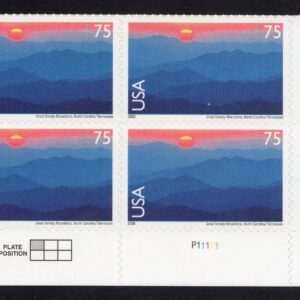Scott #c140 Great Smoky Mountains Plate Block of 4 Airmail Stamps - MNH LR