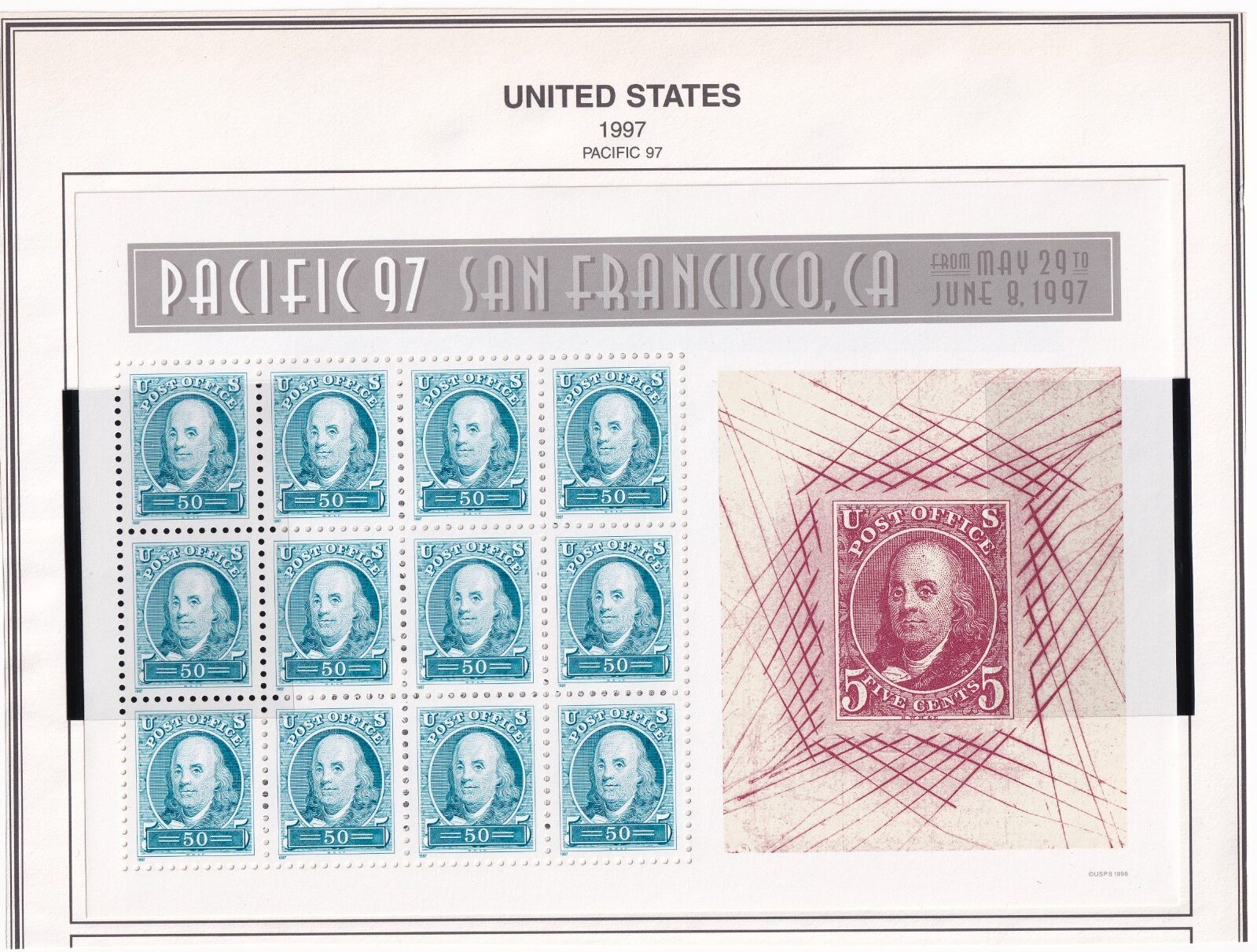 Scott #3139 Ben Franklin Sheet of 12 Stamps (Pacific 97 Collection) - MNH