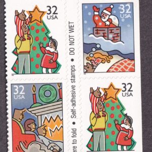 Scott #3116a Christmas Family Scenes Booklet Block of 4 Stamps - MNH w/Gutter