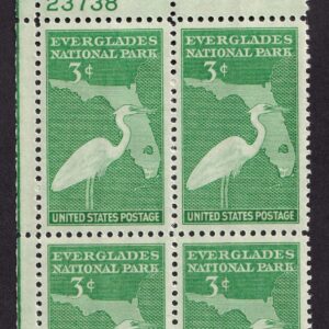 Scott #952 Everglades Florida Plate Block of 4 Stamps - MNH P#23738 UL #2
