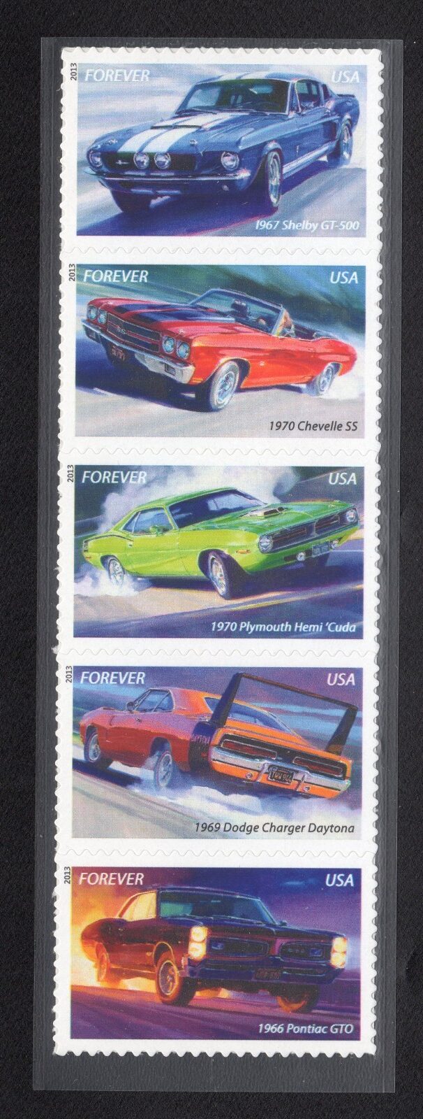 Scott #4747a (4743) Muscle Cars Strip of Forever 5 Stamps - MNH in mount PC#5