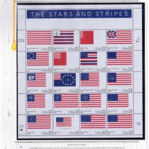 Scott #3403 The Stars And Stripes Sheet of 20 Flag Stamps - MNH White Ace Page