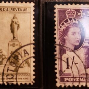 Stamp Europe Malta Set of 2, 1956-57 Queen Elizabeth sc256 & 258
