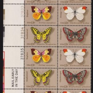 Scott #1715a (1712-15) Butterflies Plate Block of 20 Stamps - MNH #2