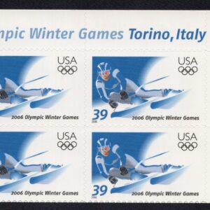 Scott #3995 39¢ Winter Olympics - Italy Plate Block of 4 Stamps - MNH UR