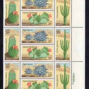 Scott #1945a (1942) Cactus (Desert) Plate Block of 20 Stamps - MNH P#221123-5 UR