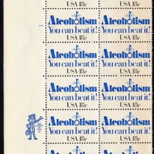 Scott #1927 Alcoholism Plate Block of 20 Stamps - MNH Left PC#3