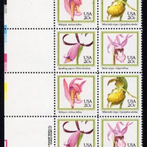 Scott #2079a (2076) Orchids Plate Block of 16 Stamps - MNH P#1121 UL