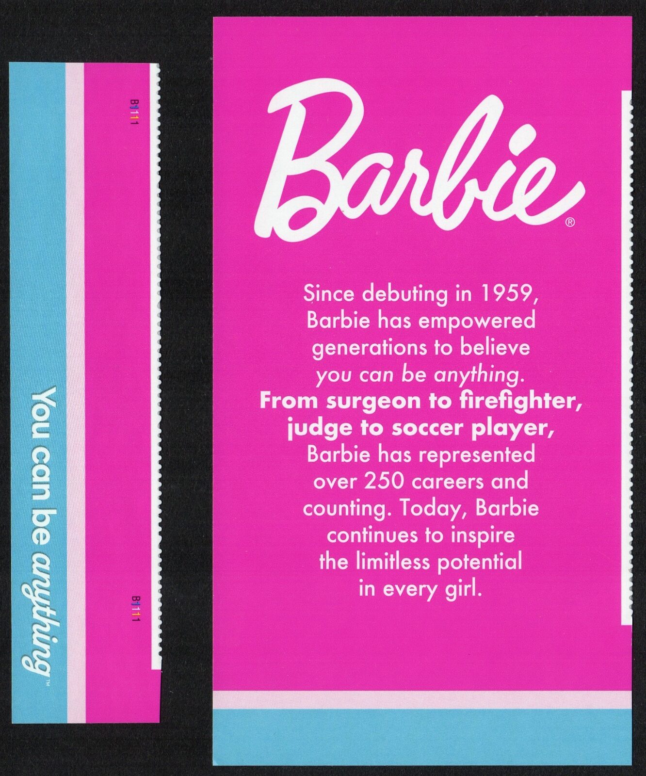 Scott #6115 Barbie Title & Description You Can Be Anything NO Stamps Peel Off
