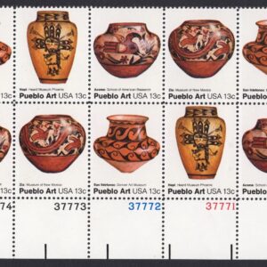 Scott #1709a (1706-1709) Pueblo Art 13¢ Plate Block of 10 Stamps - MNH LR #2
