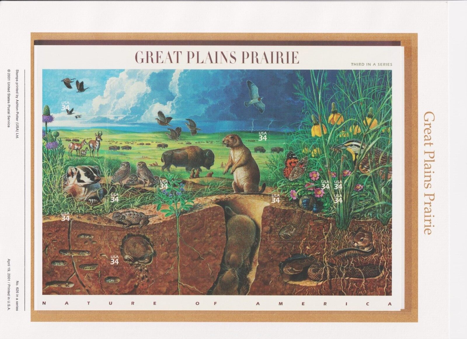 Scott #CP623 (3506) Great Plains Prairie Commemorative Panel of 50 Stamps - MNH