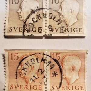 Stamp Europe Sweden 2 sets of 2 joined 1951 King Gustav VI Adolf