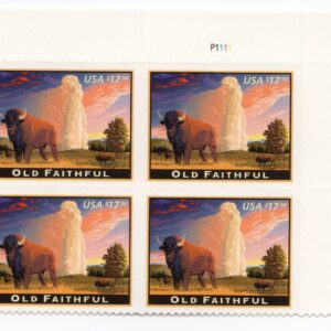 Scott #4379 Old Faithful (Yellowstone) Plate Block of 4 Express Mail Stamps (UR)