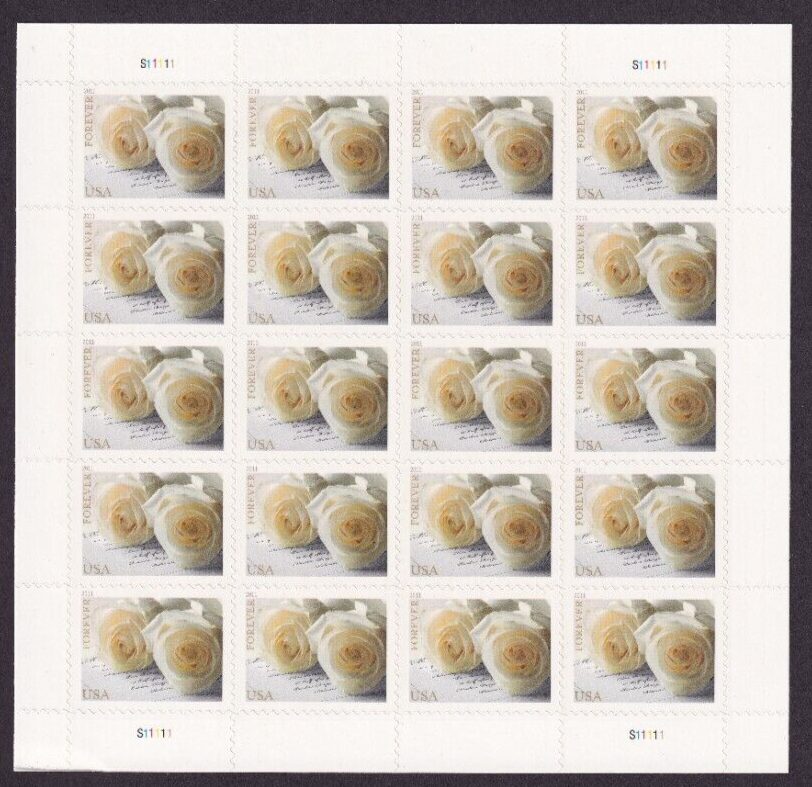 Scott #4520 Wedding Roses Full Sheet of 20 Forever Stamps - MNH