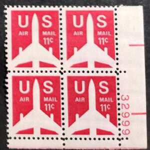 Scott #c78 Silhouette of Jet Airliner Airmail Plate Block of 4 Stamps - MNH