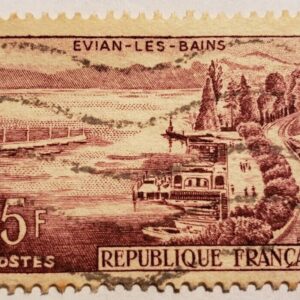 Stamp Europe France 1959 set of 2 Evian-les-Bains & Sens River