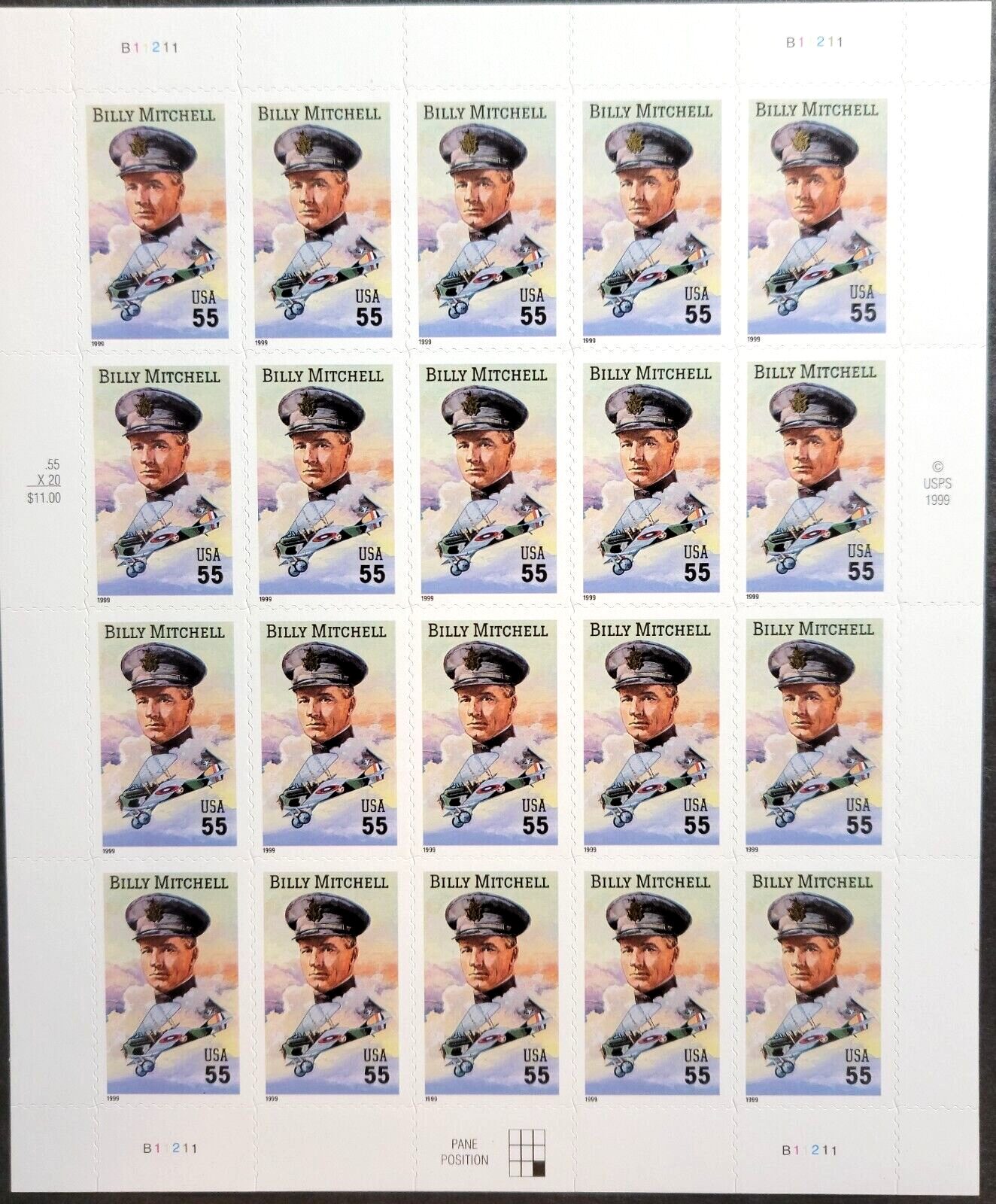 Scott #3330 Billy Mitchell Sheet of 20 Stamps - MNH