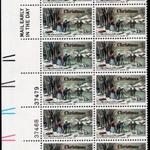 Scott #1702 Christmas Winter Pastime Plate Block of 20 Stamps - MNH
