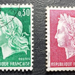 Stamp Europe France set of 2, 1969-70, Marianne (by Cheffer) sc1230-1