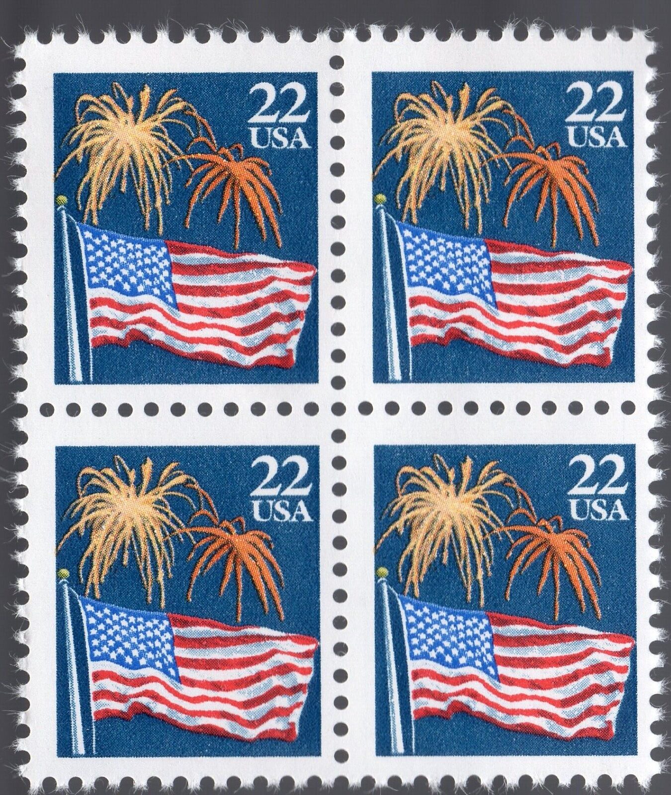 Scott #2276 Flag & Fireworks Block of 4 Stamps - MNH