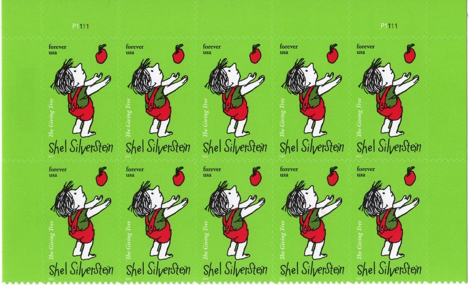 Scott #5683 Shel Silverstein Block of 10 Forever Stamps - MNH Top Sheet