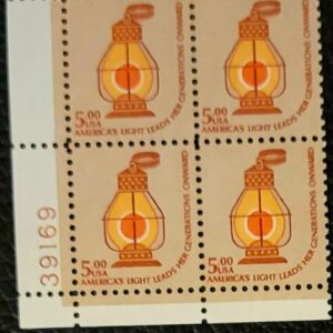 Scott #1612 Railroad Conductors Lantern Plate Block of 4 Stamps - MNH P#39169 LL