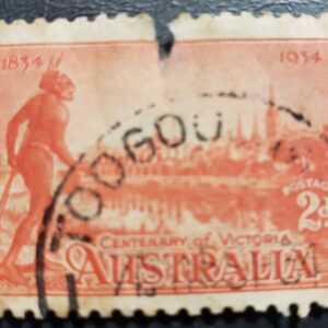 Stamp Australia 1934 Yarra Yarra Tribesman & View of Melbourne A17 #142 used