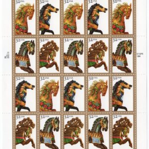 Scott #2979a (2976-79) Carousel Horses Full Sheet of 20 Stamps - MNH