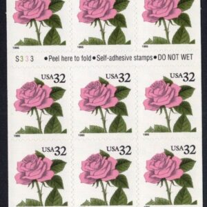 Scott #2492a Pink Rose Booklet of 20 Stamps - MNH P#S333