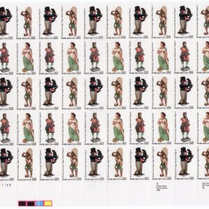 Scott #2243a (2240-43) Woodcarving Figures Folk Art Sheet Of 50 Stamps - MNH
