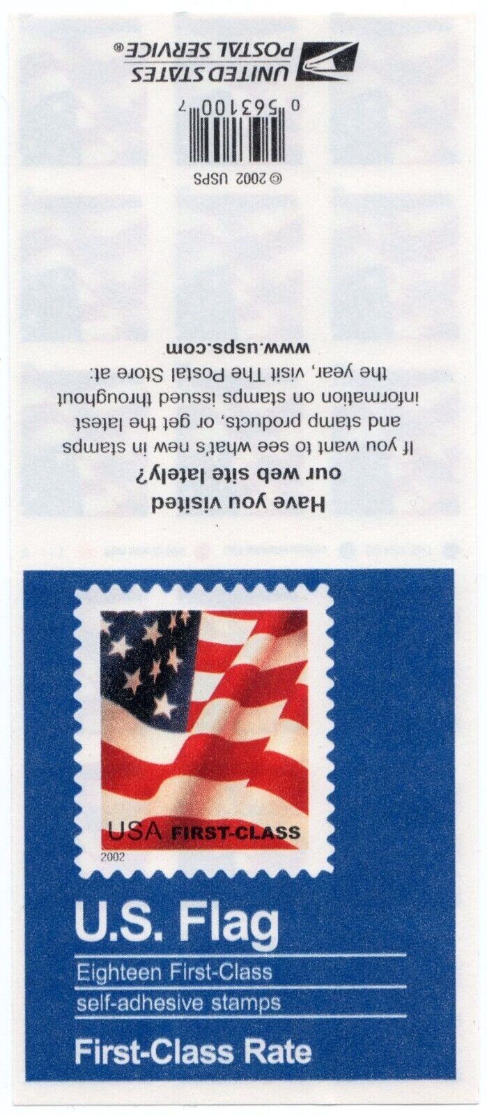Scott #3625a Flag Booklet pane of 18 Stamps - MNH