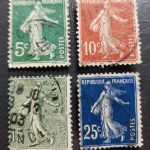Stamp Europe France Sower - No Ground A22 5c, 10c, 15c, 25c 1903-1933
