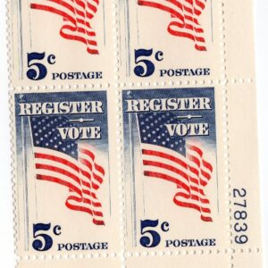Scott #1249 Register to Vote 5¢ Plate Block of 4 Stamps - MNH