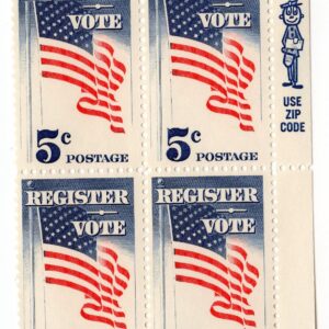 Scott #1249 Register to Vote 5¢ Zip Block of 4 Stamps - MNH