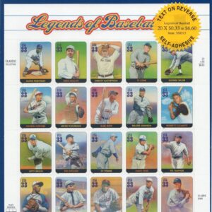 Scott #3408 Legends OF Baseball (Roberto Clemente) Sheet of 20 Stamps Sealed Blu