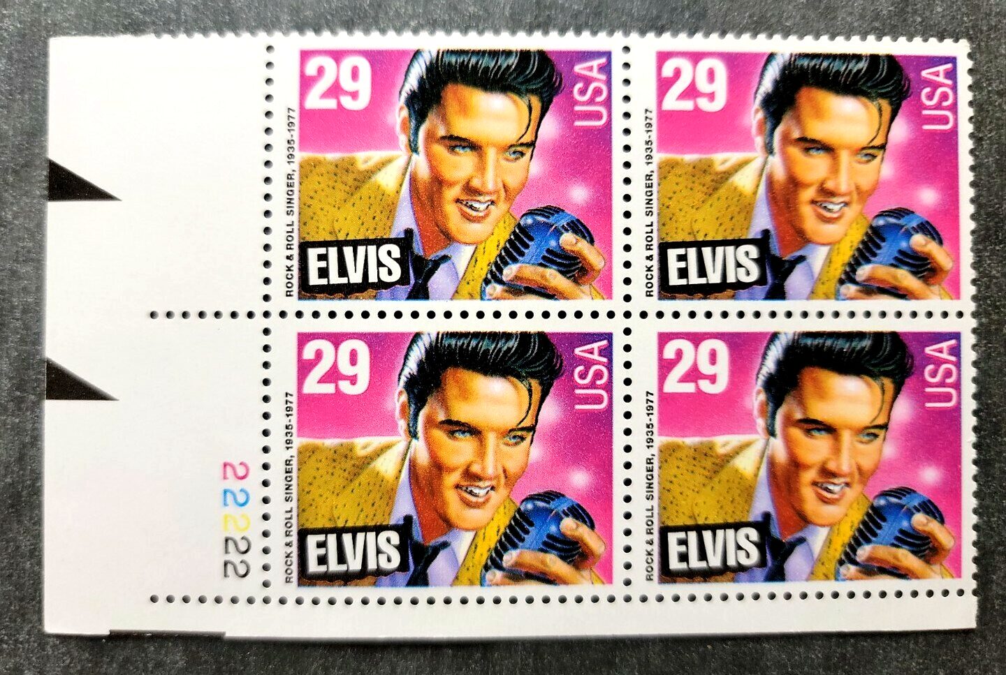 Scott #2721 Elvis Presley King of Rock & Roll Plate Block of 4 Stamps - MNH