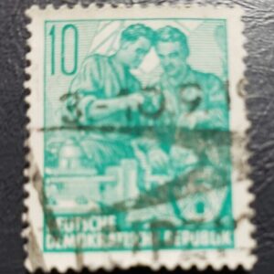 Stamp Europe Germany (DDR) 1953 Machinists A43 sc#159 blue green