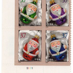 Scott #3886a Santa Ornaments in Wood Box Plate Block of 4 32¢ Stamps - MNH (LL)