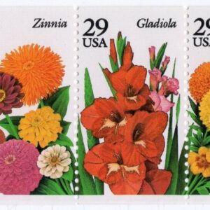 Scott #2833a - Garden Flowers Booklet Pane of 5 Stamps with Tab & Plate # - MNH