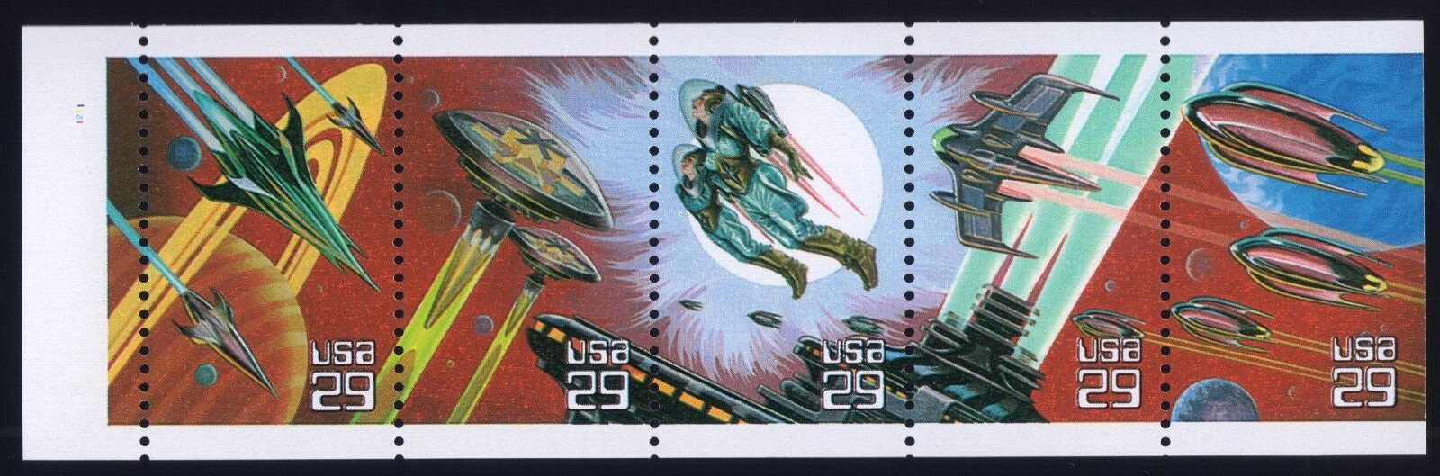 Scott #2745a - Space Fantasy Booklet Pane of 5 Stamps - MNH P#1211