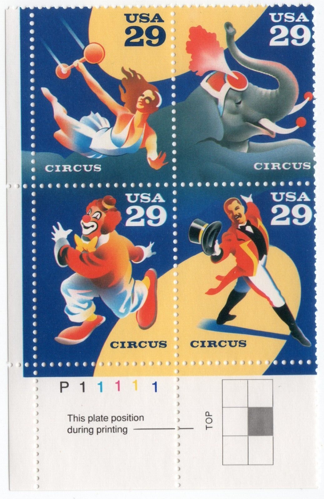Scott #2753a Circus Events (Elephant) Plate Block of 4 Stamps - MNH P#P11111 LL