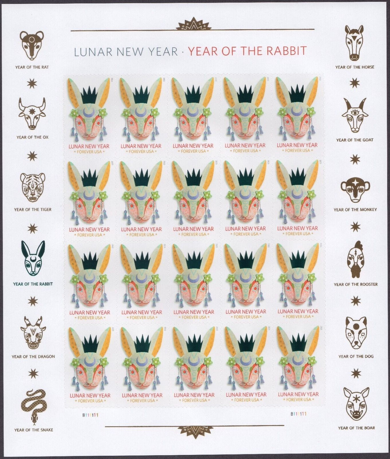 Scott #5744 Chinese New Year (Rabbit) Full Sheet of 20 Forever Stamps - MNH
