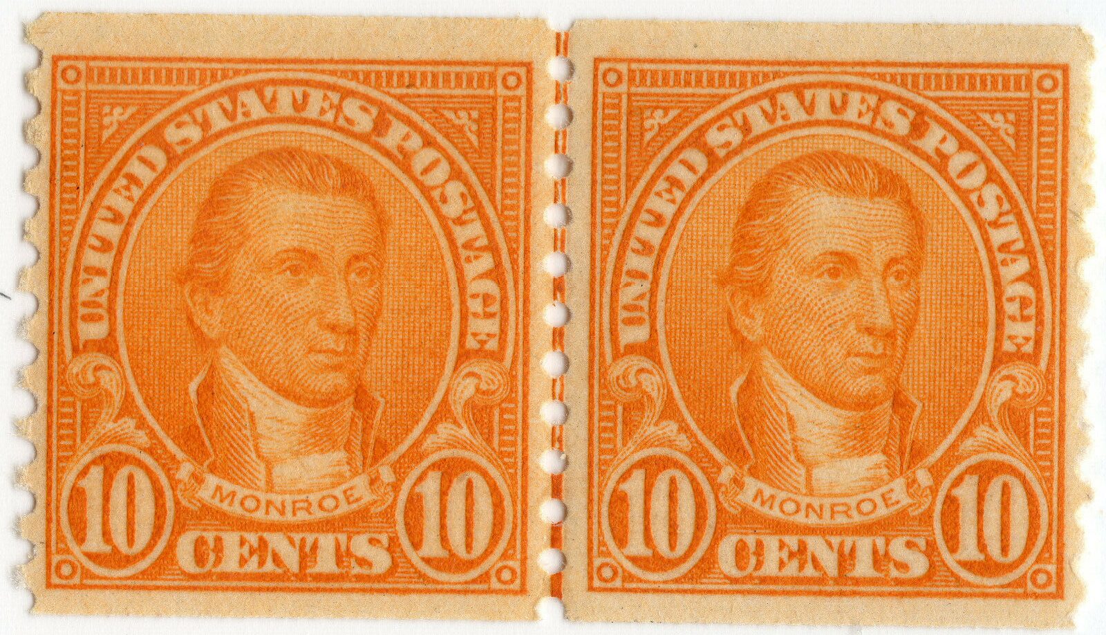 Scott #603 James Monroe Joint Line Pair of Stamps - MLH