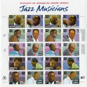 Scott #2992a (2983-2992) Jazz Musicians Full Sheet of 20 Stamps - MNH P#P111111