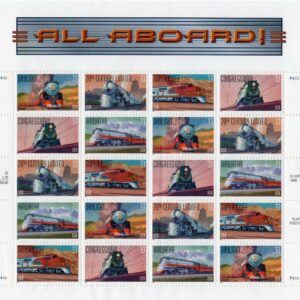 Scott #3337a (3333-3337) All Aboard! Trains Sheet of 20 Stamps - MNH P#4444